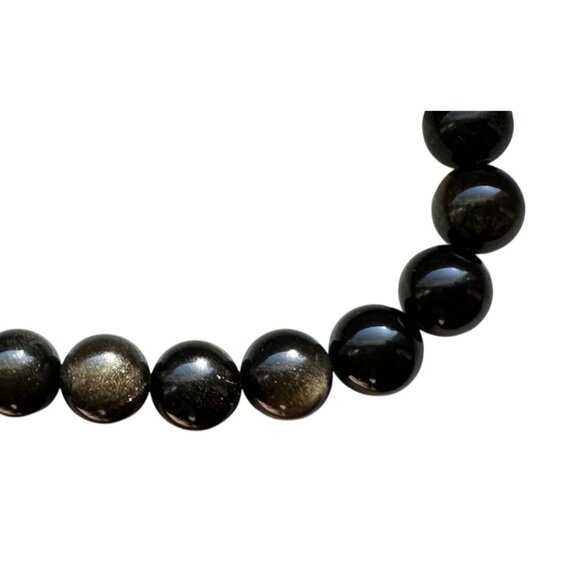 Handmade Golden Obsidian Stretchy Bead Bracelet 10mm Beads 9 Inches NaturalStone - Picture 2 of 3